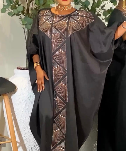 Black Embellished Kaftan Dress: African Bubu Wedding Guest Attire Birthday Dinner Photoshoot Gala Anniversary