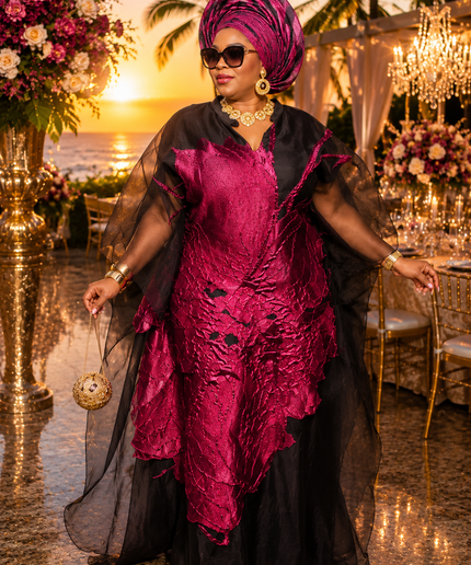 "Best-Dressed" Gold Brocade Floral Kaftan Maxi Dress for African Wedding Guest Attire Mother of The Bride Cocktail Party