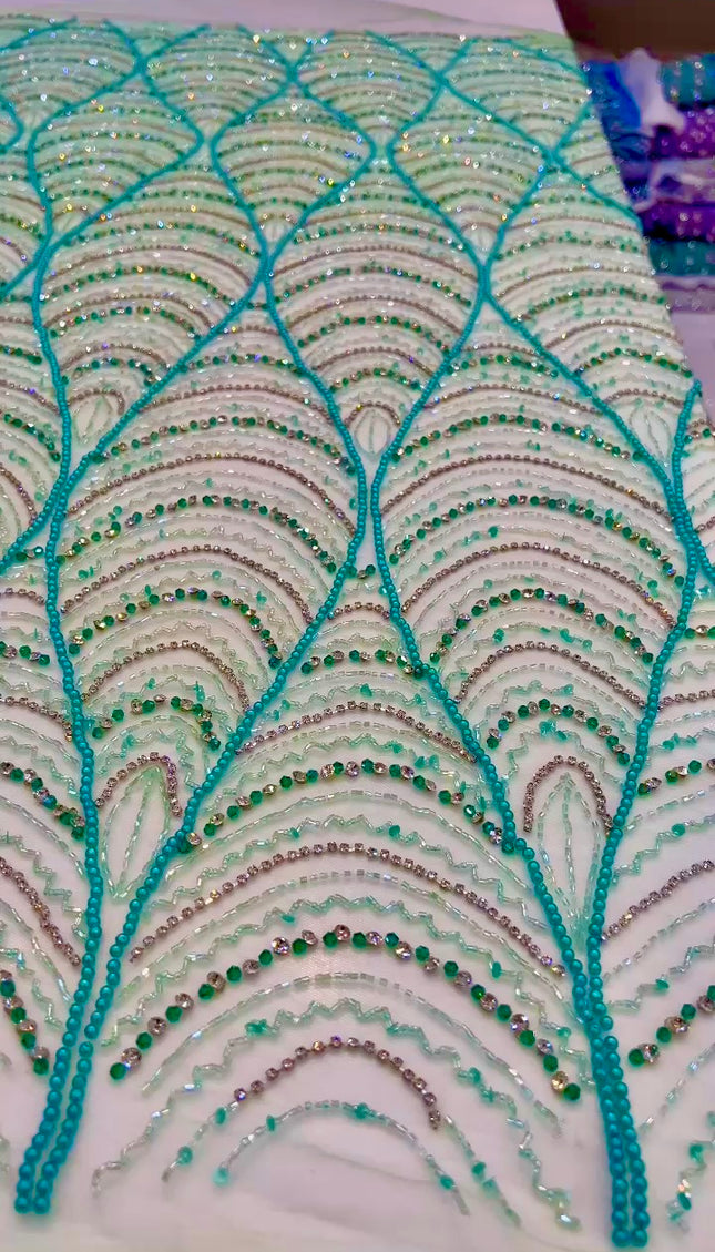 Swarovski Crystal Hand-Beaded Fabric Dressmaking | Wedding Evening Gown Birthday Pageant Prom Dress