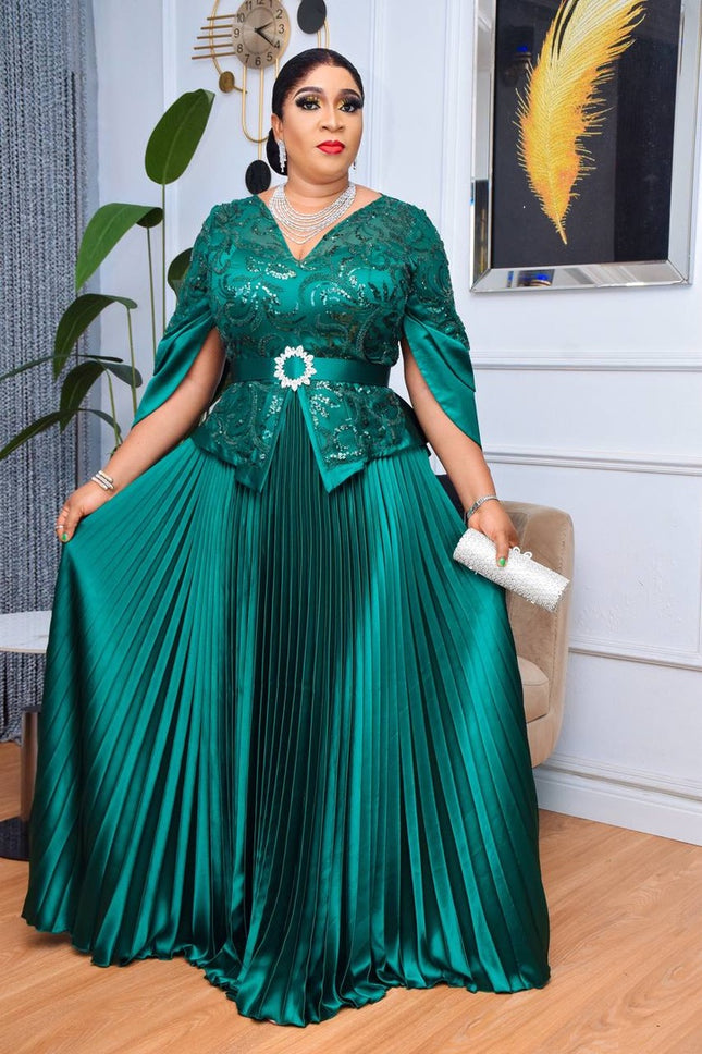 Statement Sleeve Sequin Peplum White Maxi Top and Skirt | Mother of The Bride Birthday Party Wedding Guest