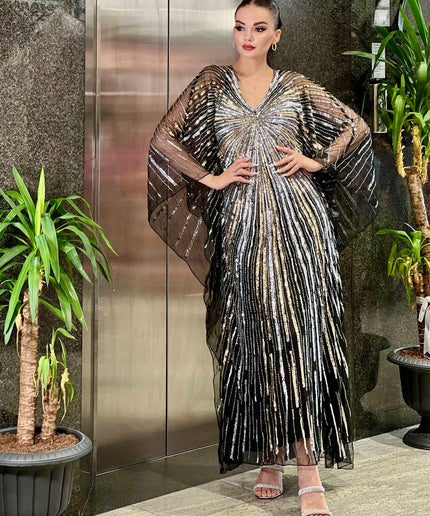 Sparkly Sequin Embellished Kaftan, Rich Aunty Bubu African Wedding Guest Dress Nigerian Party Attire,