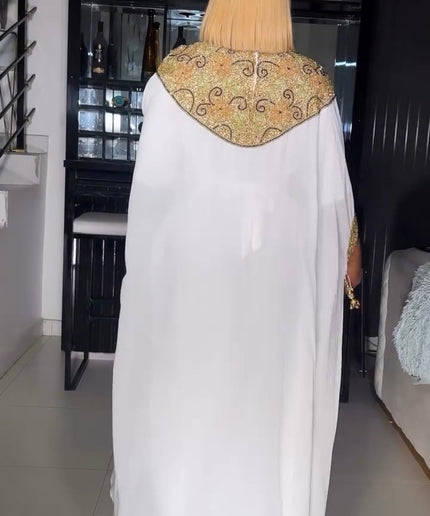 White Embellished Tassel Kaftan Gown for Wedding Guest Dress Mother of The Bride Birthday Party Engagement Ceremony Cocktail Reception