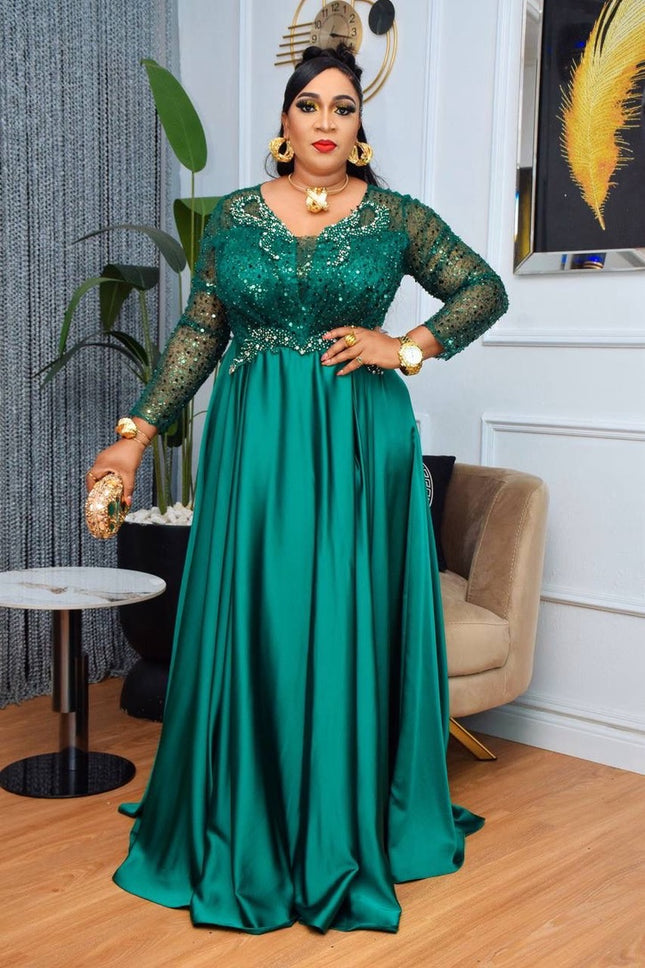 Sequin Applique Maxi Gown