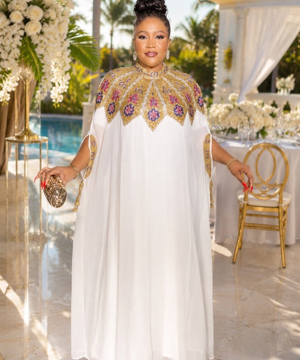 "Talk of The Party" Black Beaded Chiffon Kaftan Maxi Dress, Long Formal Evening Gown for Wedding Guest Mother of The Bride Gala Anniversary Cocktail Party 2-Piece Outfit