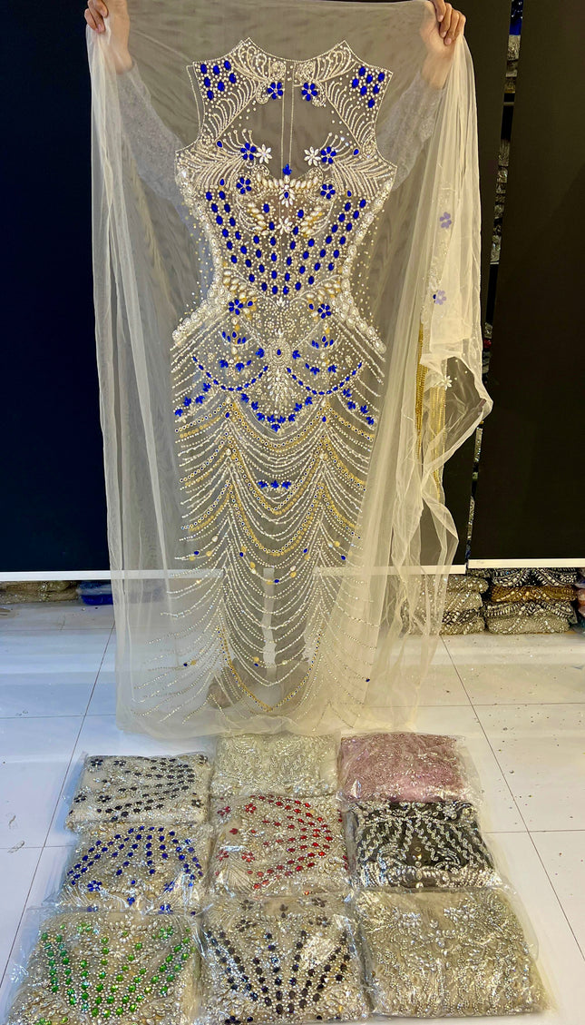 Swarovski Crystal Hand Beaded Panel Dress | Wedding Guest Dress Prom Dress Birthday Party Celebrant Dressmaking