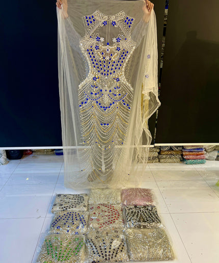 Swarovski Crystal Hand Beaded Panel Dress | Wedding Guest Dress Prom Dress Birthday Party Celebrant Dressmaking