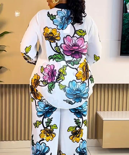 Savvy White Floral Bead-Embellished Embroidery 2-Piece Pants Set for Party Graduation Wedding Guest Birthday Dinner