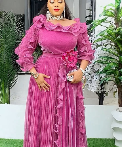Off Shoulder Ruffle Maxi Dress | Women Fashion Dresses Wedding Guest Birthday  Party Celebrant Photoshoot