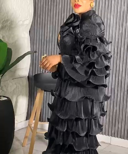 Dramatic Ruffle Wedding Guest Dress, Plus Size Mother of The Bride Mermaid Gown, Bridal Reception Birthday Party Cocktail Anniversary Gala