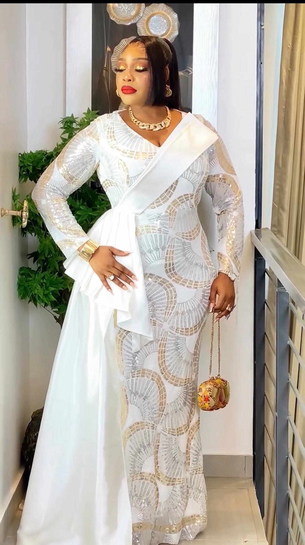 White Sequin Draped Dress: Wedding Mother of The Bride Party Outfit –  FASHIONISKO