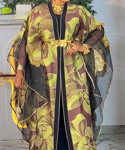 Luxury Purple Brocade Kaftan Dress 2-Piece Set, Formal Wedding Guest Mother of The Bride Graduation Church Gala Anniversary Plus Size