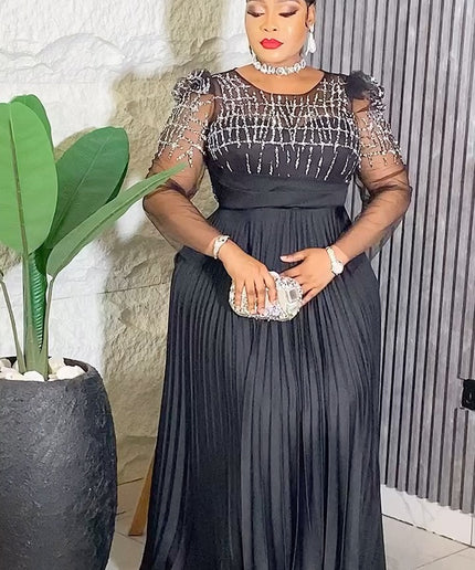 Pleated Embellished Maxi Dress | Wedding Guest Mother of The Bride Gala Birthday Party