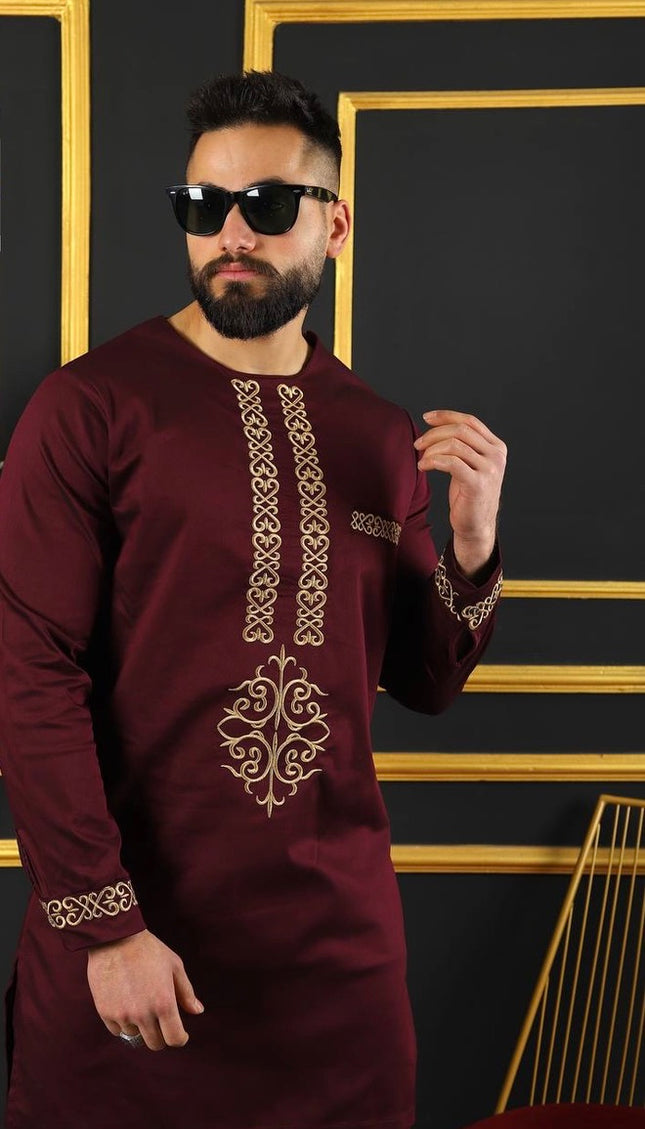 African Men's Clothing Embroidered Shirt Pants Cotton