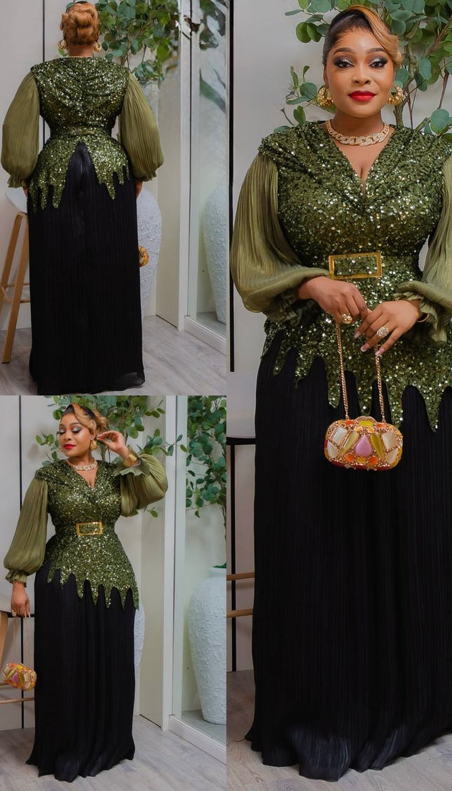 Asymmetrical Sequin Pleated Maxi Dress - Cocktail Dinner Party Birthday Wedding Guest Mother of The Bride