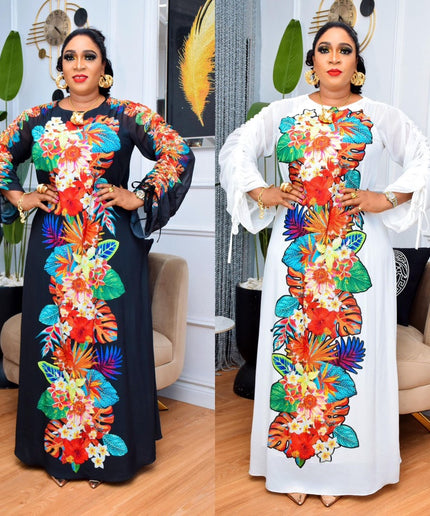 Embellished Maxi Kaftan Dress Ruched Sleeves | Wedding Guest Party Birthday Mother of The Bride Graduation Photoshoot