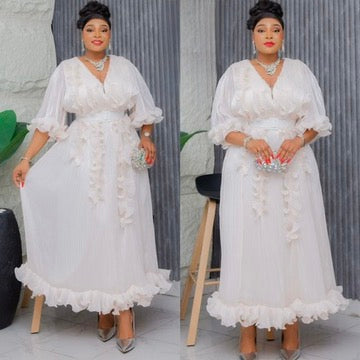 Plus Size Ruffle Maxi Dress | Birthday Party Dinner Reception Anniversary Wedding Guest Curvy Women Fashion