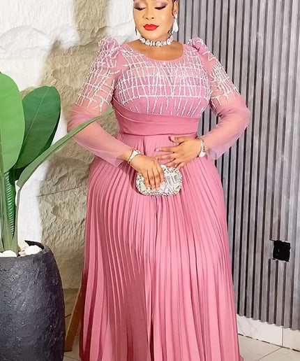 Pleated Embellished Maxi Dress | Wedding Guest Mother of The Bride Gala Birthday Party