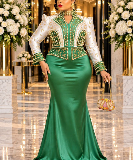 "Holiday Party Fashion" Black & Gold Rhinestone Embellished Mermaid Dress for Gala Birthday Photos Wedding Guest Mother of Bride Church Anniversary Floor-Length Formal Gown Curvy Plus Size