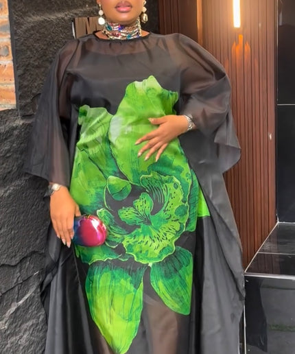 Green Floral Organza Bubu - African Wedding Guest Dress Nigerian Party Attire Engagement Photoshoot