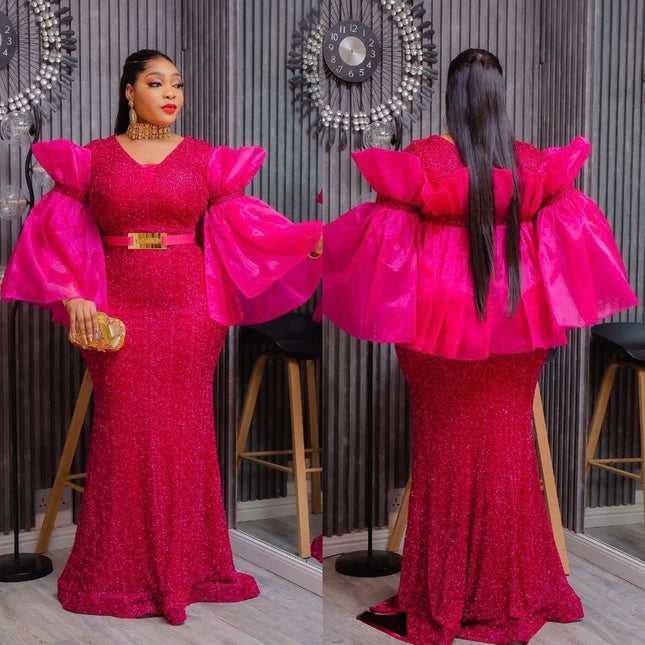 Statement Sleeve Wedding Guest Maxi Dress Mother of The Bride Mermaid Gown Plus Size Birthday Photoshoot Cocktail