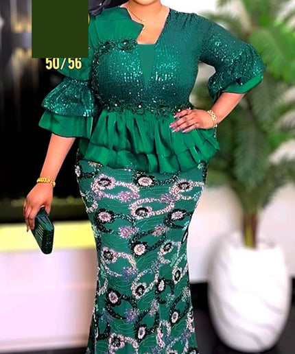 Sequin-Embellished Peplum Maxi Dress | Mother of The Groom Wedding Guest Anniversary