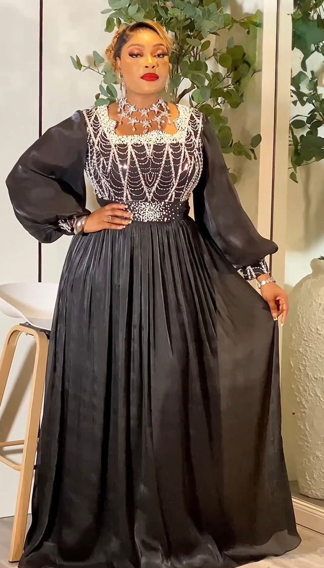 Black Embellished Long Sleeve Maxi Dress for Mother of The Bride Wedding Guest Engagement Anniversary (Copy)
