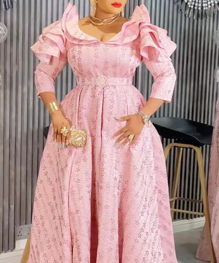 Gold Brocade Wedding Guest Dress Maxi Plus Size Mother of The Bride A-Line Gown Evening Wear Dinner Birthday Photoshoot Celebrant Worthy