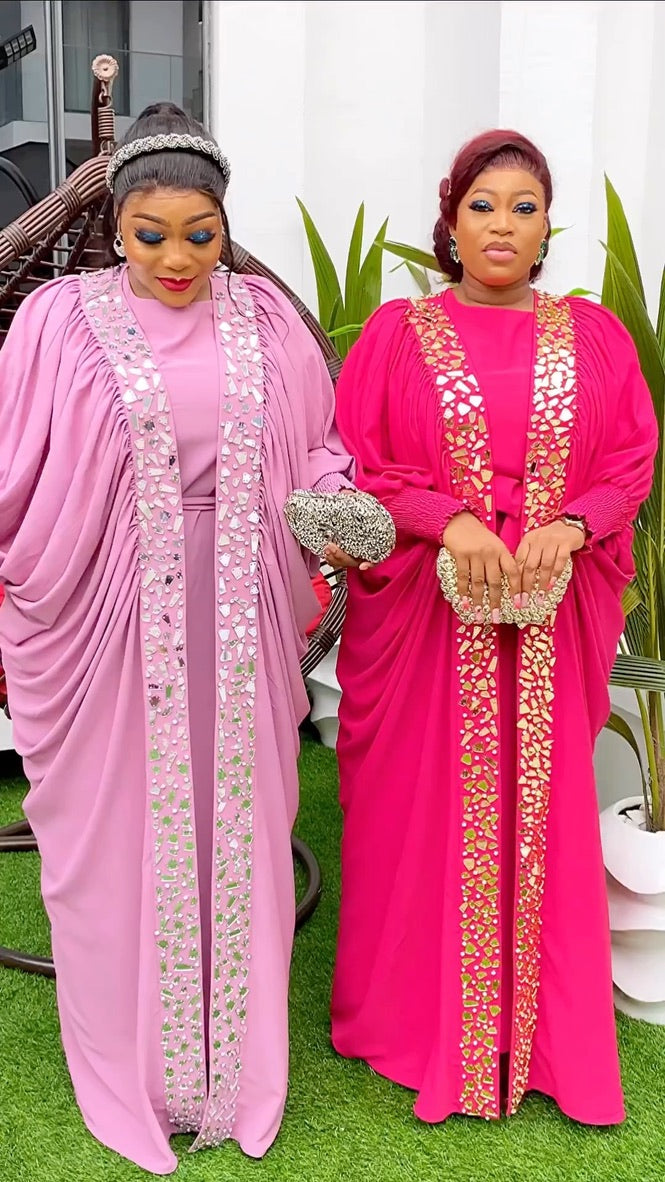 Kaftan and Inner Maxi Dress Embellished FASHIONISKO