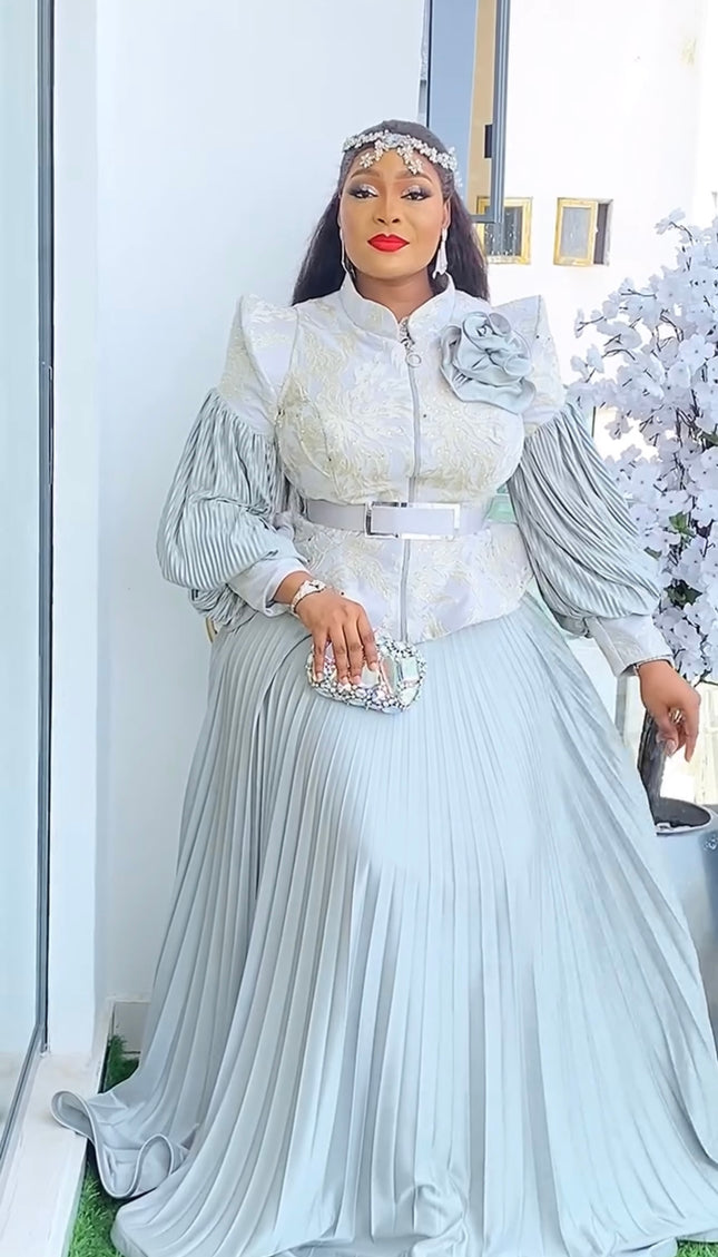 Dramatic Sleeve Blouse Pleated Skirt | Wedding Guest Birthday Party Gala