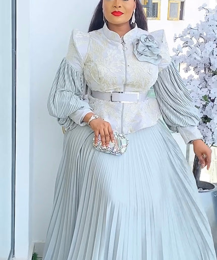 Dramatic Sleeve Blouse Pleated Skirt | Wedding Guest Birthday Party Gala