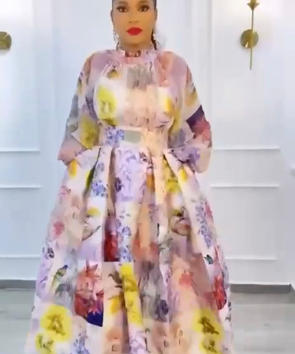 Classy Floral Pleated Twirl Skater Midi Dress for Tea Party Wedding Guest Church Anniversary Mother of The Bride Cocktail Birthday Photoshoot Outfit