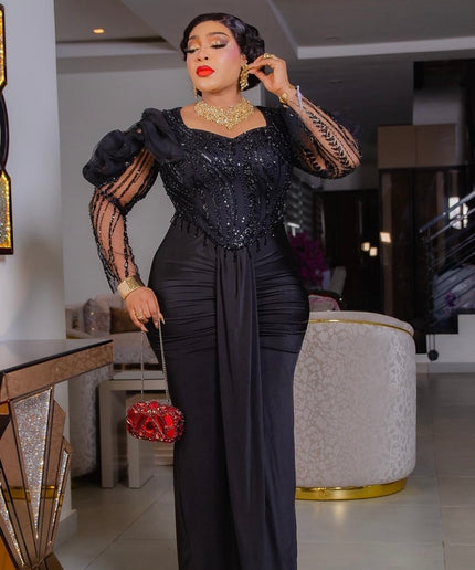 Red Beaded Ruffle Sleeve Ruched Draped Evening Dress: Mother of The Bride Wedding Guest Cocktail Party