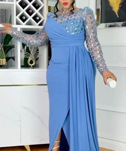 Sequin Side Draped Maxi Dress | Wedding Guest Mother of The Bride