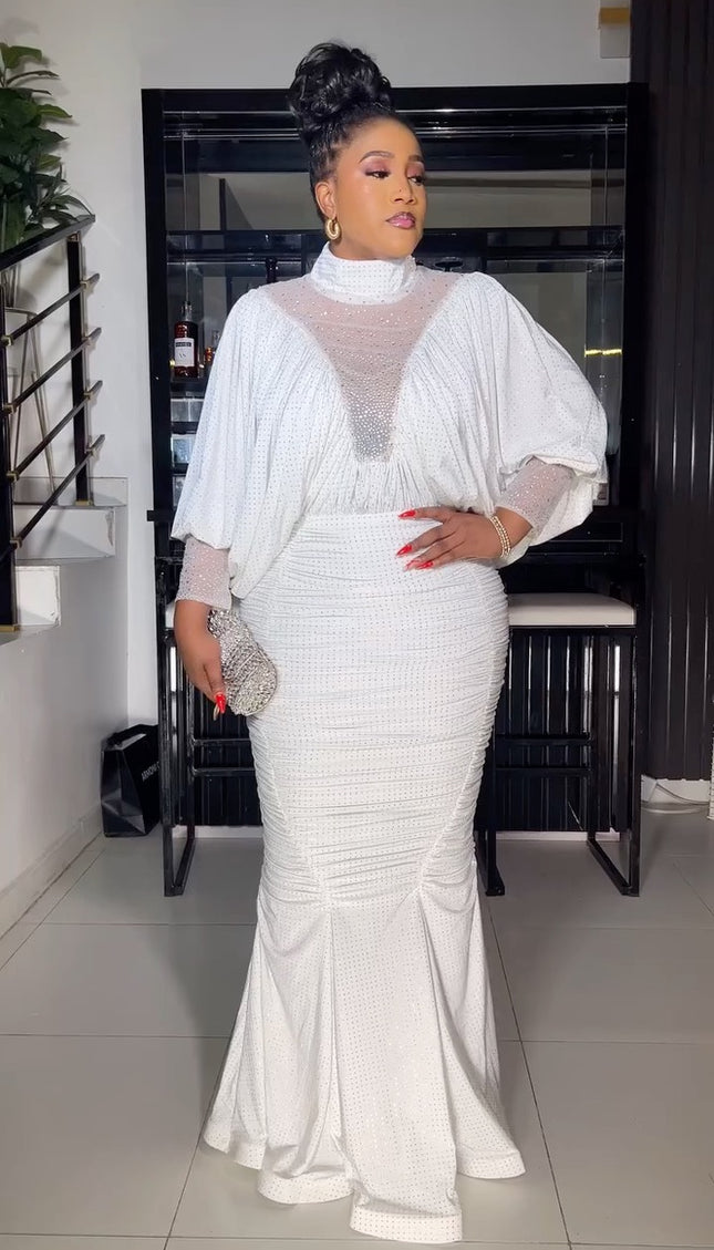 Sparkly Embellished Ruched White Dress | Bridal Wedding Guest Birthday Party Anniversary