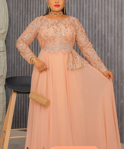 Applique Embellished Pleated Gown | Wedding Guest Birthday Party Celebrant