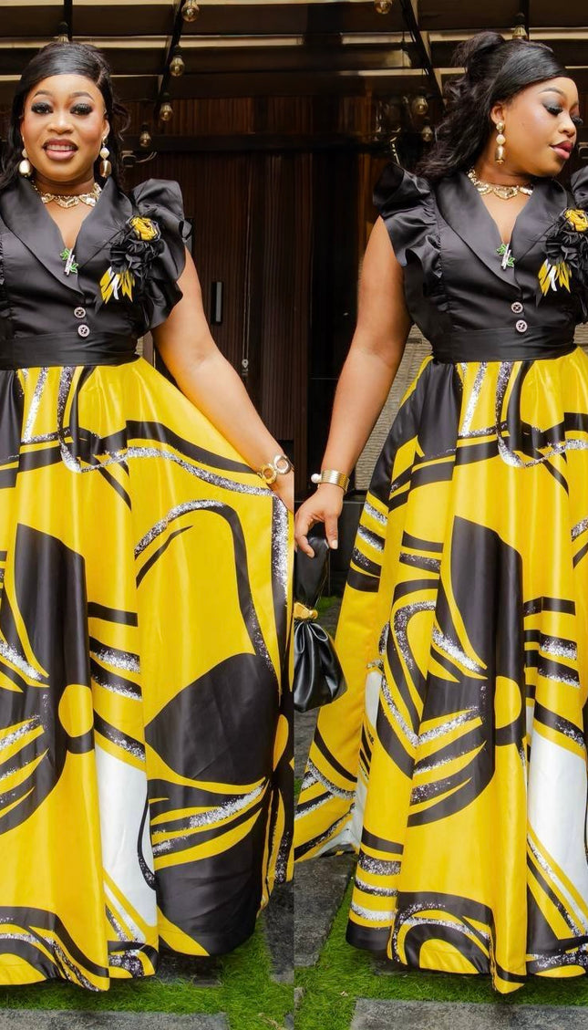 Green Ruffle Sleeve Twirl Skater Maxi Dress: Wedding Guest Birthday Party Cocktail Dinner