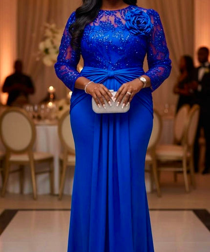 Elegant White Embellished 3D Flower Draped Maxi Dress for Bridal Civil Court Wedding Guest Engagement Party Mother of The Bride Photoshoot Gala Reception