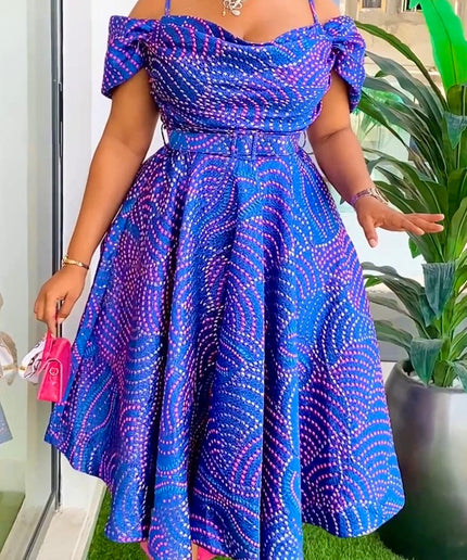Spaghetti Strap Pleated Circle Midi Dress | Jacquard Brocade