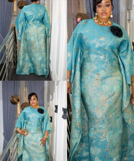 Green Metallic Brocade African Bubu Gown for Wedding Guest Dress Mother of The Bride Anniversary Birthday Party