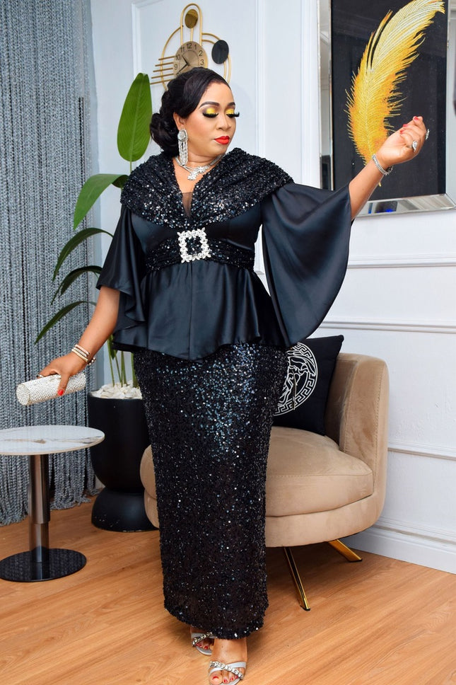 Sequin Embellished Maxi Dress | Wedding Guest Engagement Anniversary Mother of The Bride