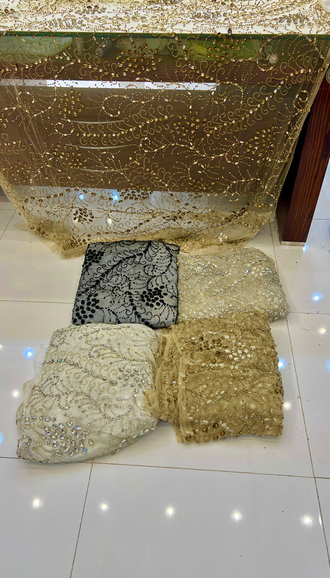 Swarovski Crystal Hand Beaded Fabric Dressmaking | Wedding Evening Gown Pageant Birthday Party Prom Dress