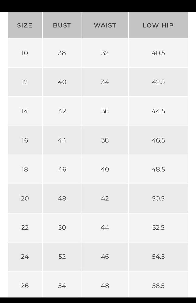 SIZE CHART