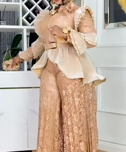 Classy Metallic Sequin Wide Leg Jumpsuit | Women's Fashion Birthday Party Wedding Guest