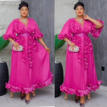 Plus Size Ruffle Maxi Dress | Birthday Party Dinner Reception Anniversary Wedding Guest Curvy Women Fashion