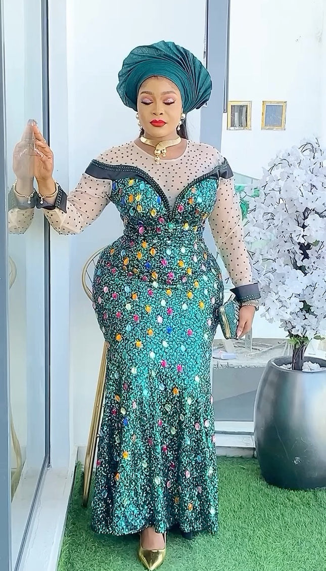 Sequin Peplum Mermaid Dress | Wedding Mother of The Bride Birthday Party