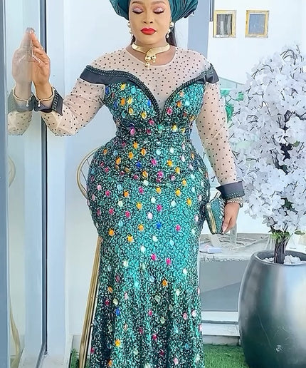 Sequin Peplum Mermaid Dress | Wedding Mother of The Bride Birthday Party