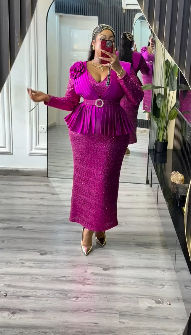 Sparkly Sequin Peplum Maxi Dress | Formal Wedding Guest Party Gala Birthday Evening Wear