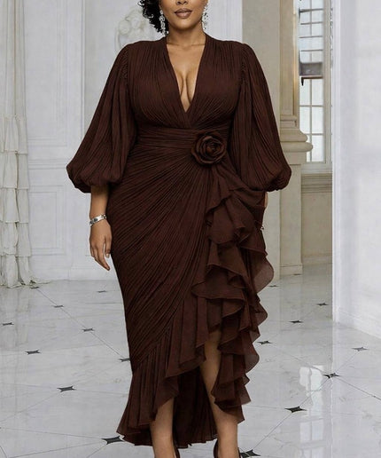 White Dramatic Ruffle Pleated Midi Dress: Summer Wedding Guest Birthday Photoshoot Cocktail Tea Party Reception Formal Evening Dinner
