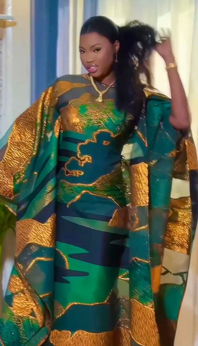 African Bubu Dress Metallic Brocade - Nigerian Wedding Guest Attire Mother of The Bride Outfit Cocktail Reception Birthday Party Photoshoot Celebrant