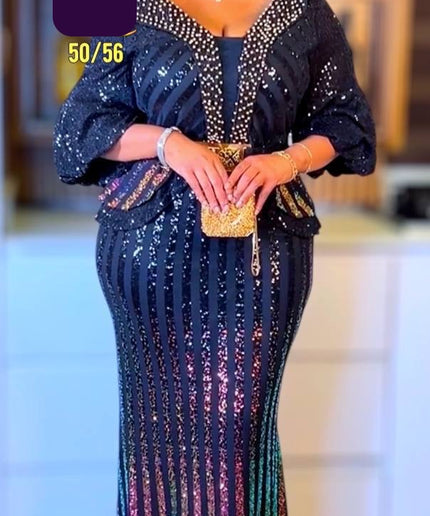 White Sequin Embellished Maxi Dress
